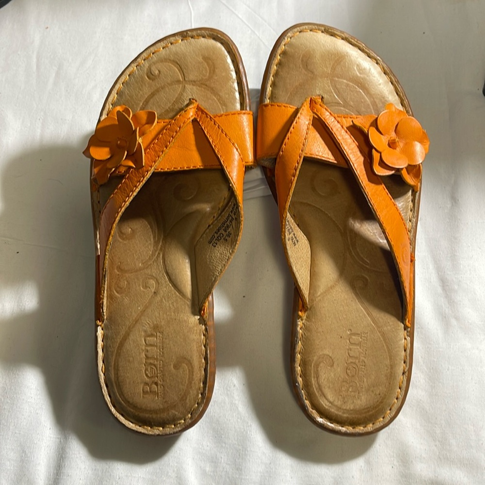 Born Handcrafted Footwear - Judley Orange thong Sandals flip flops